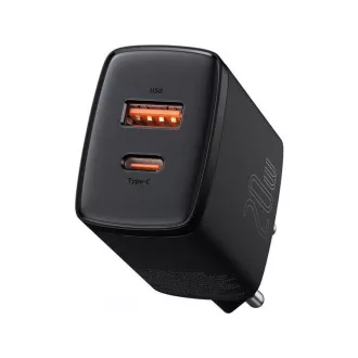 Baseus Compact Compact Quick Charging Adapter USB-A Type-C 20W EU, negru Baseus Compact Compact Quick Charging Adapter USB-A Type-C 20W EU, negru