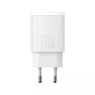 Adaptor de încărcare rapidă Baseus Compact USB-A   Type-C 20W EU, alb