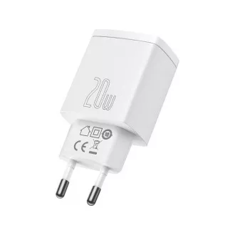 Adaptor de încărcare rapidă Baseus Compact USB-A   Type-C 20W EU, alb
