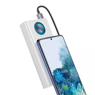 Baseus Amblight powerbank cu afișaj digital QC 30000mAh Overseas Edition cablu Type-C/Type-C 100W 1m, alb Baseus Amblight powerbank cu afișaj digital QC 30000mAh Overseas Edition cablu Type-C/Type-C 100W 1m, alb