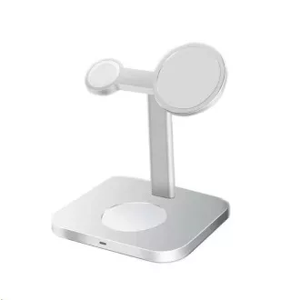 COTEetCI MagSafe MagSafe 3in1 AirPods/iPhone/Apple Watch stand și stație de încărcare WS-36, argintiu