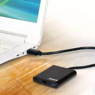 HUB PORT USB-C, HDMI 1X 4K   USB-A   USB-C, negru