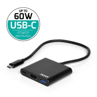 HUB PORT USB-C, HDMI 1X 4K   USB-A   USB-C, negru