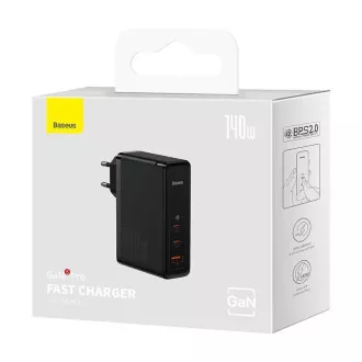 Adaptor de încărcare rapidă Baseus GaN5 Pro 2x USB-C   USB-A 140W negru