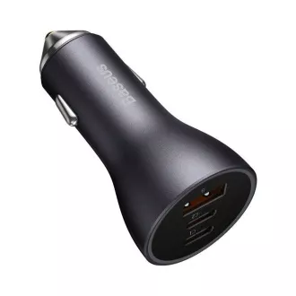 Baseus adaptor auto cu încărcare rapidă 2*USB-C   USB-A 65W gri închis