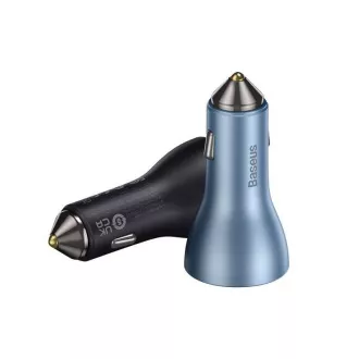 Baseus adaptor auto cu încărcare rapidă 2*USB-C   USB-A 65W gri închis