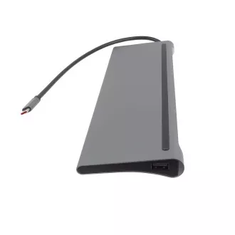 Stație de andocare PREMIUMCORD USB-C 10v1, 1xHDMI, 1xVGA, 2xUSB-C, 3xUSB, 1xRJ45, cititor de carduri SD, gri