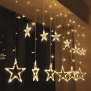 Solight LED de Crăciun în aer liber, stele, 3m lățime, 123LED, IP44, 3xAA, alb cald