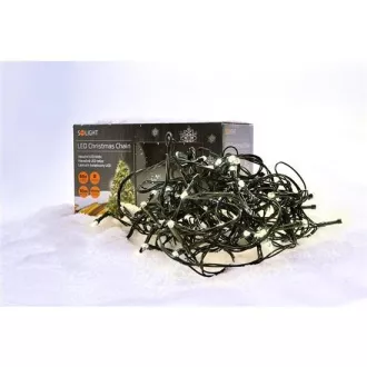 Lanț de Crăciun Solight LED pentru exterior, 100 de LED-uri, 10 m, cablu de 3 m, 8 funcții, temporizator, IP44, alb cald