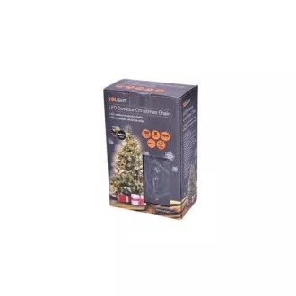 Lanț de Crăciun Solight LED pentru exterior, 100 de LED-uri, 10 m, cablu de 3 m, 8 funcții, temporizator, IP44, alb cald