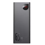 Baseus Adaman Metal Power Bank cu afișaj digital QC   PD 20000mAh 65W, negru   cablu USB-A/USB-C 30cm, negru
