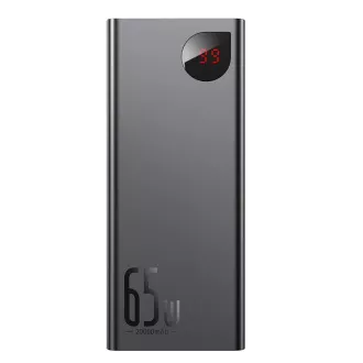 Baseus Adaman Metal Power Bank cu afișaj digital QC   PD 20000mAh 65W, negru   cablu USB-A/USB-C 30cm, negru