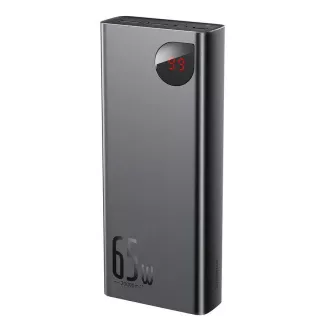 Baseus Adaman Metal Power Bank cu afișaj digital QC   PD 20000mAh 65W, negru   cablu USB-A/USB-C 30cm, negru