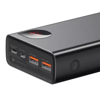 Baseus Adaman Metal Power Bank cu afișaj digital QC   PD 20000mAh 65W, negru   cablu USB-A/USB-C 30cm, negru