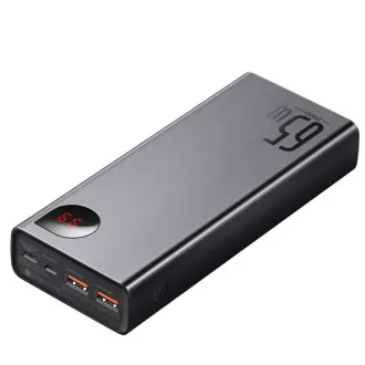 Baseus Adaman Metal Power Bank cu afișaj digital QC   PD 20000mAh 65W, negru   cablu USB-A/USB-C 30cm, negru