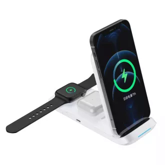 1stCOOL Wireless QI Charger 3in1, pliabil, compatibil Apple, alb