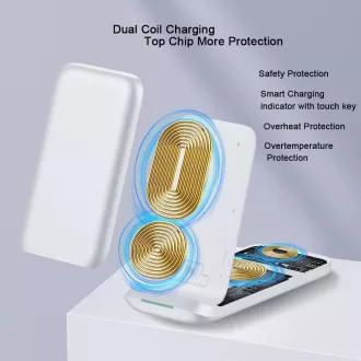 1stCOOL Wireless QI Charger 3in1, pliabil, compatibil Apple, alb