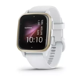 Garmin Venu Sq 2, aur crem / curea din silicon alb Garmin Venu Sq 2, aur crem / curea din silicon alb