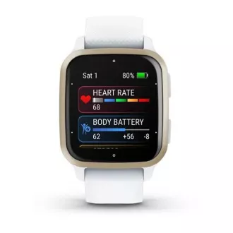 Garmin Venu Sq 2, aur crem / curea din silicon alb Garmin Venu Sq 2, aur crem / curea din silicon alb