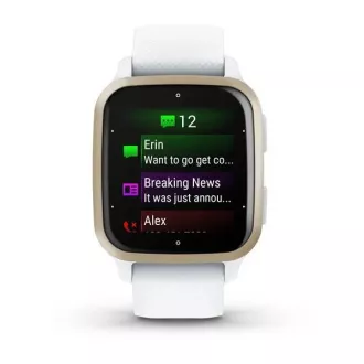 Garmin Venu Sq 2, aur crem / curea din silicon alb Garmin Venu Sq 2, aur crem / curea din silicon alb