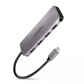 AXAGON HMC-HCR3A, hub USB 3.2 Gen 1, 3x porturi USB-A, HDMI 4k/30Hz, SD/microSD, cablu USB-C 20cm