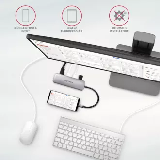 AXAGON HMC-HCR3A, hub USB 3.2 Gen 1, 3x porturi USB-A, HDMI 4k/30Hz, SD/microSD, cablu USB-C 20cm