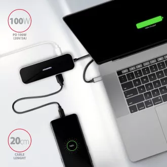 AXAGON HMC-6H4A, hub USB 3.2 Gen 1, 4x porturi USB-A, HDMI 4k/30Hz, PD 100W, cablu USB-C 20cm