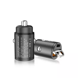 C-TECH Încărcător auto USB UCC-02, 1x Tip C   1 x Tip A, 30W