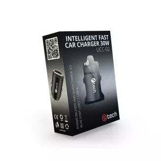 C-TECH Încărcător auto USB UCC-02, 1x Tip C   1 x Tip A, 30W