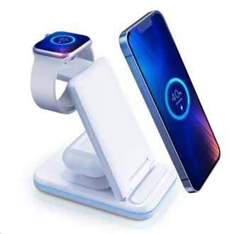 Suport de încărcare 3mk - Hyper Wireless Charger 3w1 15W, alb