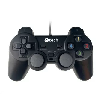 C-TECH gamepad Callon pentru PC/PS3, 2x analogic, X-input, cu vibrații, 1, 8m cablu, USB C-TECH gamepad Callon pentru PC/PS3, 2x analogic, X-input, cu vibrații, 1, 8m cablu, USB
