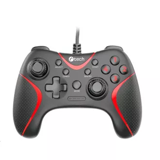 C-TECH gamepad Theon pentru PC/PS3, 2 butoane macro programabile, 2x analogice, X-input, cu vibrații, 1, 8m cablu C-TECH gamepad Theon pentru PC/PS3, 2 butoane macro programabile, 2x analogice, X-input, cu vibrații, 1, 8m cablu