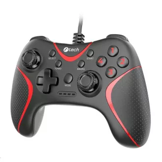 C-TECH gamepad Theon pentru PC/PS3, 2 butoane macro programabile, 2x analogice, X-input, cu vibrații, 1, 8m cablu C-TECH gamepad Theon pentru PC/PS3, 2 butoane macro programabile, 2x analogice, X-input, cu vibrații, 1, 8m cablu