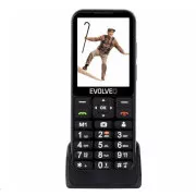 EVOLVEO EasyPhone LT, telefon mobil pentru seniori cu suport de încărcare, negru
