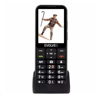 EVOLVEO EasyPhone LT, telefon mobil pentru seniori cu suport de încărcare, negru