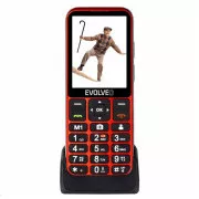 EVOLVEO EasyPhone LT, telefon mobil pentru seniori cu suport de încărcare, roșu
