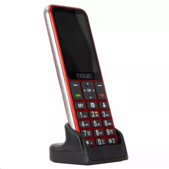 EVOLVEO EasyPhone LT, telefon mobil pentru seniori cu suport de încărcare, roșu