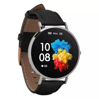 Garett Smartwatch Verona argintiu, curea neagră
