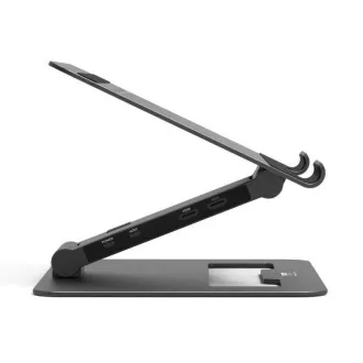 Stație de andocare PORT cu suport pentru laptop pentru până la 7 periferice prin USB-C, negru