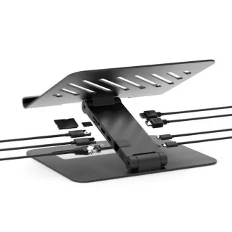 Stație de andocare PORT cu suport pentru laptop pentru până la 7 periferice prin USB-C, negru