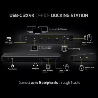 Stație de andocare PORT pentru până la 9 periferice prin USB-C, negru