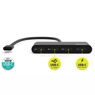 PORT hub USB-C cu porturi 3x USB-C 3.1 + 1x USB-C 100 W PD
