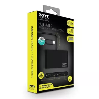 PORT hub USB-C cu porturi 3x USB-C 3.1 + 1x USB-C 100 W PD