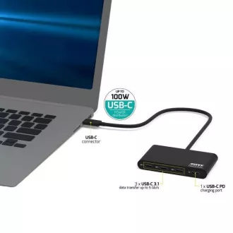 PORT hub USB-C cu porturi 3x USB-C 3.1 + 1x USB-C 100 W PD