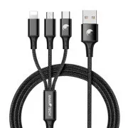 RhinoTech Cablu de încărcare și date 3in1 USB-A (MicroUSB   Lightning   USB-C) 3in1 1, 2m negru