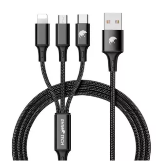 RhinoTech Cablu de încărcare și date 3in1 USB-A (MicroUSB   Lightning   USB-C) 3in1 1, 2m negru