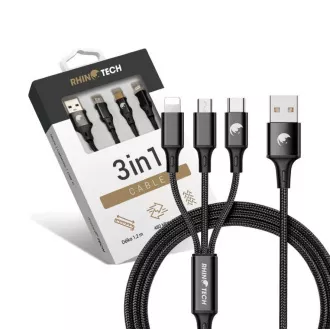 RhinoTech Cablu de încărcare și date 3in1 USB-A (MicroUSB   Lightning   USB-C) 3in1 1, 2m negru