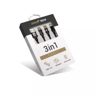RhinoTech Cablu de încărcare și date 3in1 USB-A (MicroUSB   Lightning   USB-C) 3in1 1, 2m negru