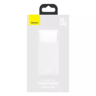 Baseus Bipow powerbank cu afișaj digital 20000mAh 20W alb