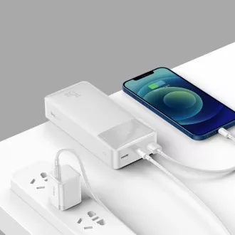 Baseus Bipow powerbank cu afișaj digital 30000mAh 15W alb